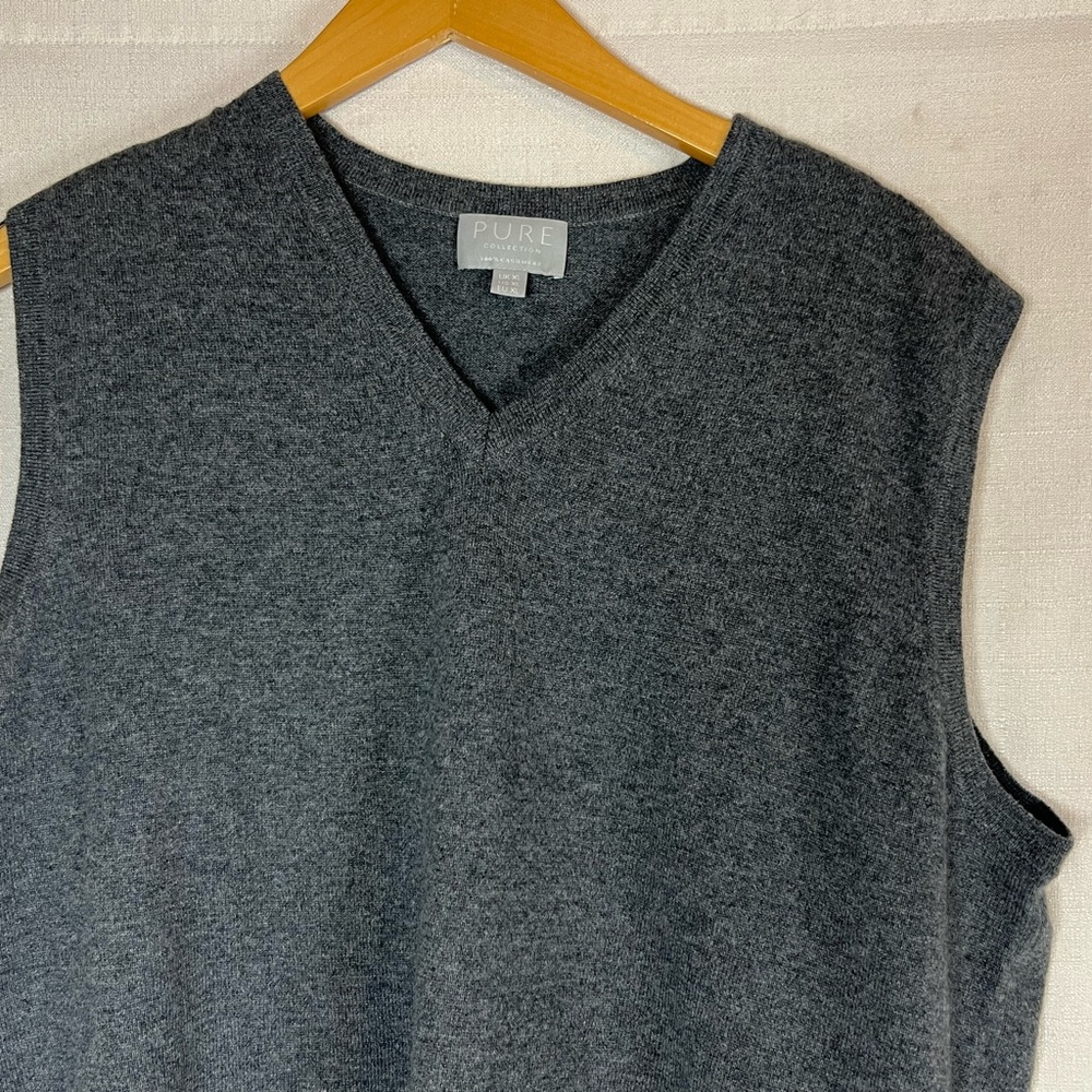 Pure Collection 100% Cashmere Men’s Size XL Grey Sweater Vest - Picture 3 of 5